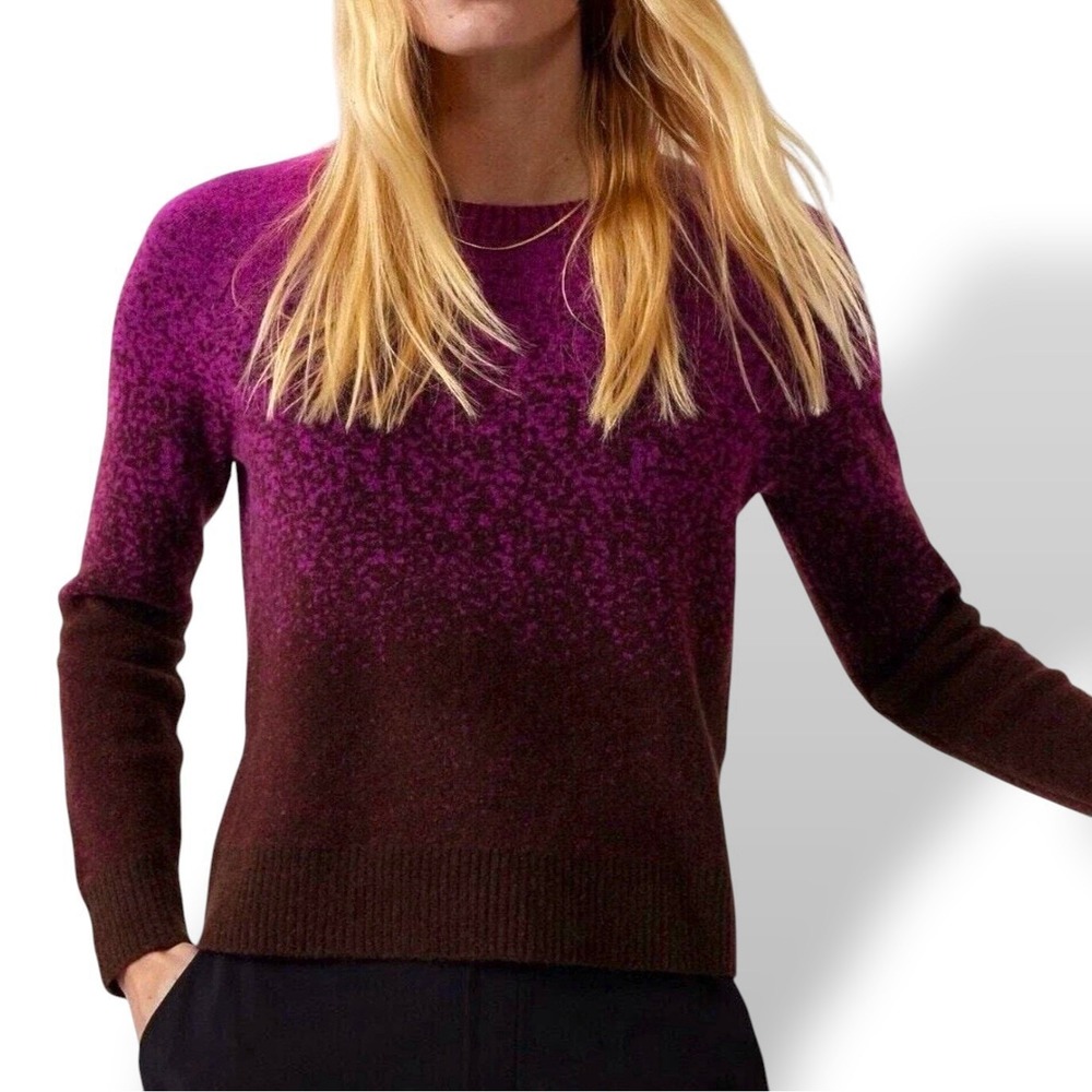 ATHLETA Hawthorn Jacquard Sweater Sz Small Soft Merino Wool Purple Magenta Ombre